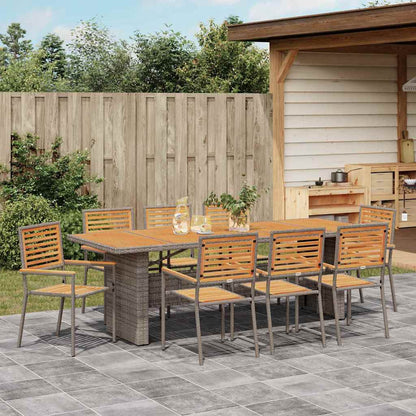 vidaXL Garden Dining Set 9 pcs Grey and Brown Poly Rattan 4
