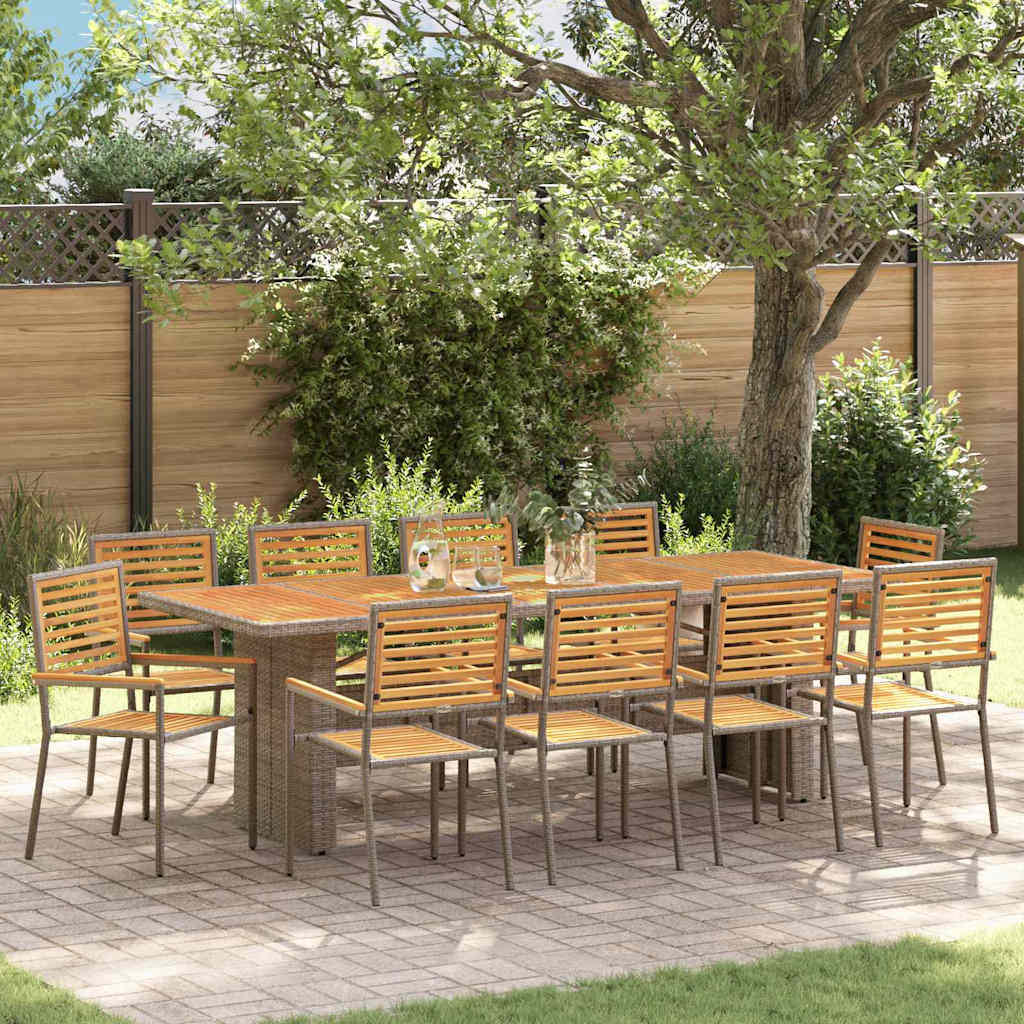 vidaXL Garden Dining Set 11 pcs Grey and Brown Poly Rattan 1