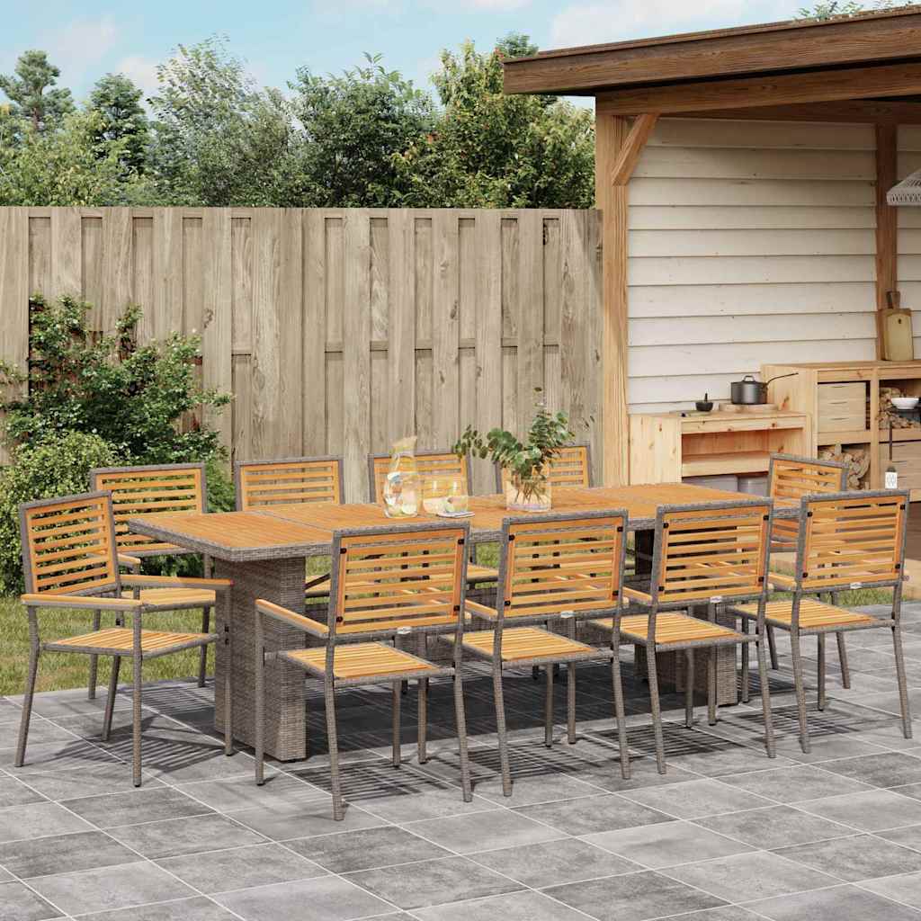 vidaXL Garden Dining Set 11 pcs Grey and Brown Poly Rattan 4