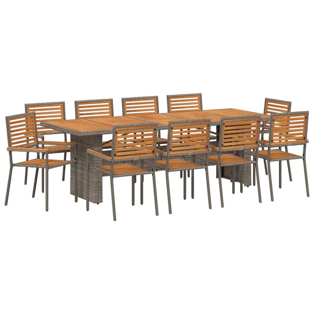 vidaXL Garden Dining Set 11 pcs Grey and Brown Poly Rattan 2