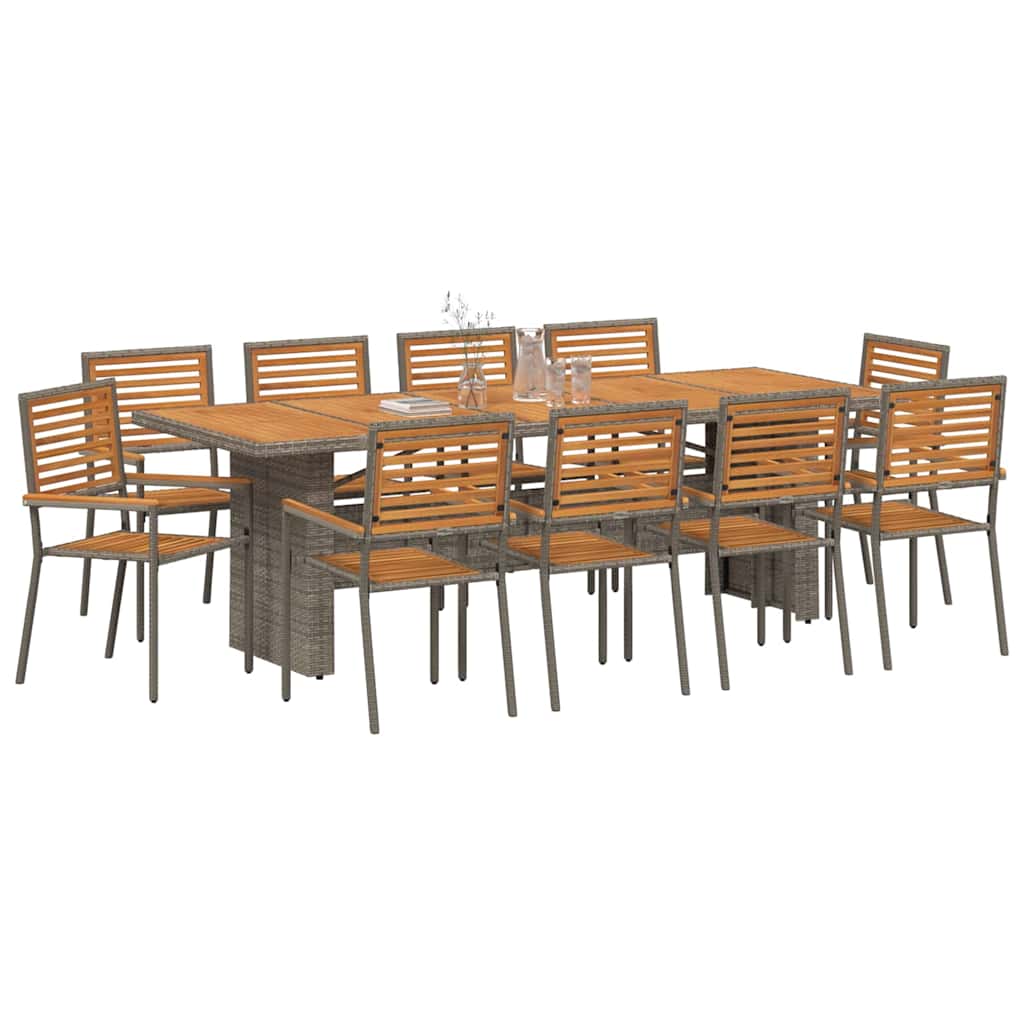 vidaXL Garden Dining Set 11 pcs Grey and Brown Poly Rattan 3
