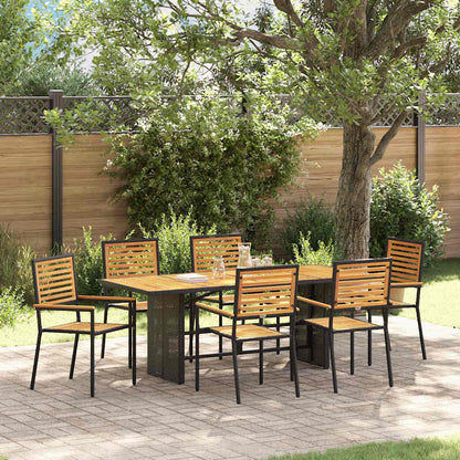 vidaXL Garden Dining Set 7 pcs and Brown Poly Rattan