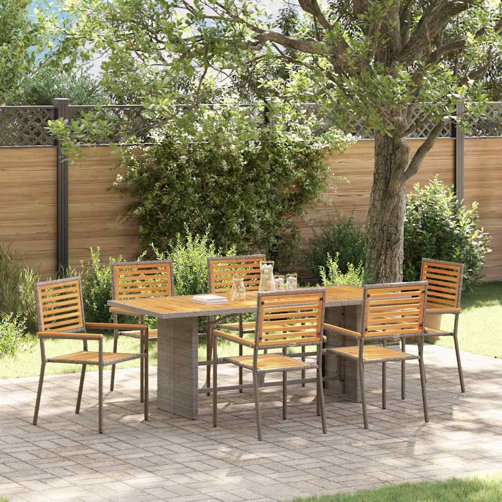 vidaXL Garden Dining Set 7 pcs Grey and Brown Poly Rattan 1