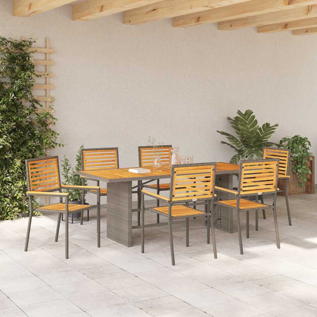 vidaXL Garden Dining Set 7 pcs Grey and Brown Poly Rattan 4