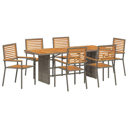 vidaXL Garden Dining Set 7 pcs Grey and Brown Poly Rattan 2