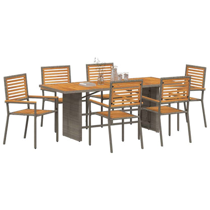 vidaXL Garden Dining Set 7 pcs Grey and Brown Poly Rattan 3