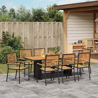 vidaXL Garden Dining Set 9 pcs Black and Brown Poly Rattan 4