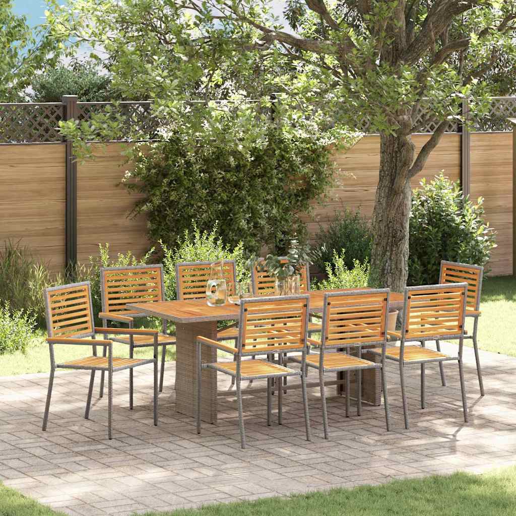 vidaXL Garden Dining Set 9 pcs Grey and Brown Poly Rattan 1