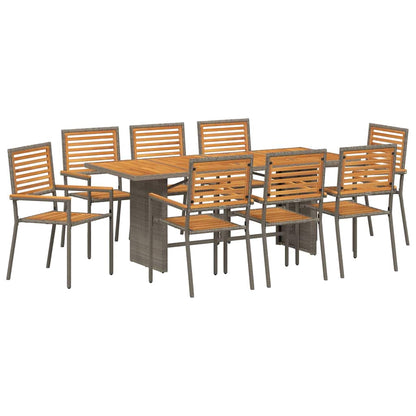 vidaXL Garden Dining Set 9 pcs Grey and Brown Poly Rattan 2