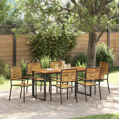 vidaXL Garden Dining Set 7 pcs Black Solid Acacia Wood 1
