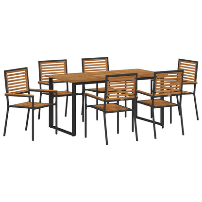 vidaXL Garden Dining Set 7 pcs Black Solid Acacia Wood 2