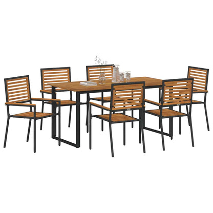vidaXL Garden Dining Set 7 pcs Black Solid Acacia Wood 3
