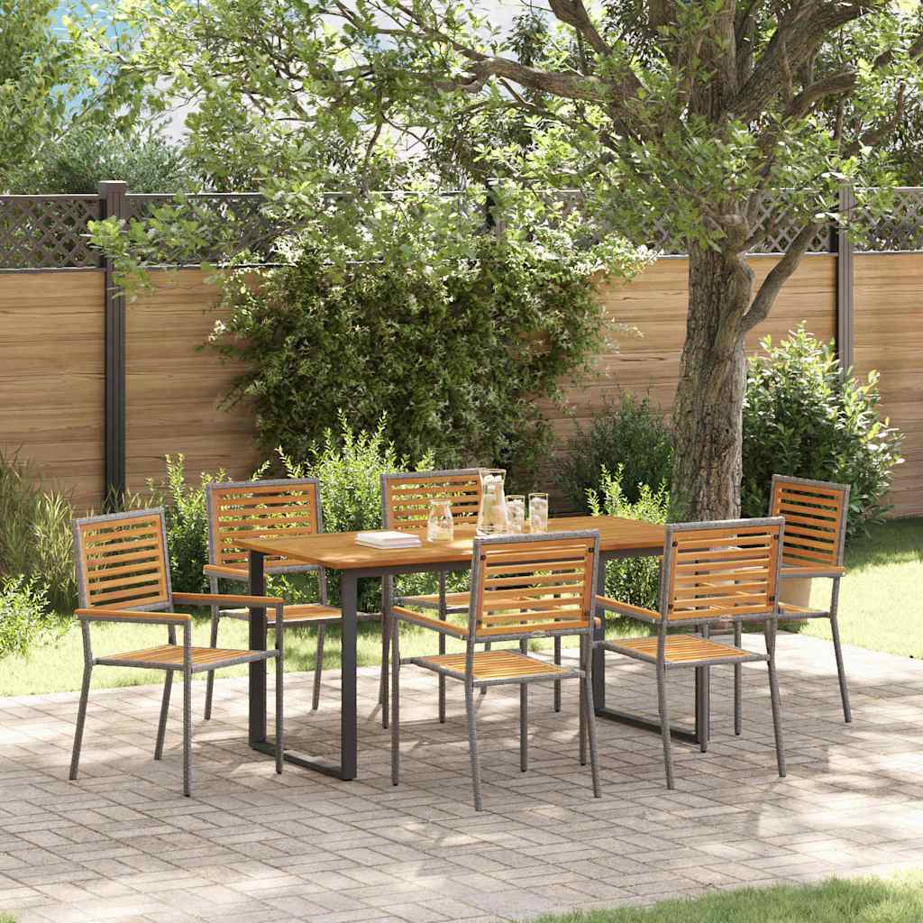 vidaXL Garden Dining Set 7 pcs Grey Solid Acacia Wood 1