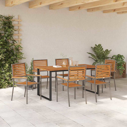 vidaXL Garden Dining Set 7 pcs Grey Solid Acacia Wood 4