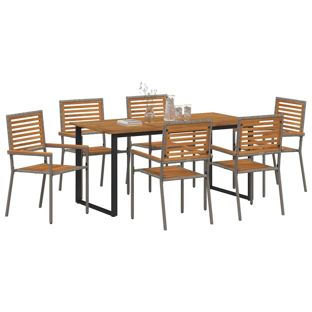 vidaXL Garden Dining Set 7 pcs Grey Solid Acacia Wood 3