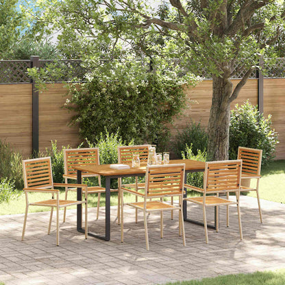 vidaXL Garden Dining Set 7 pcs Beige Solid Acacia Wood 1
