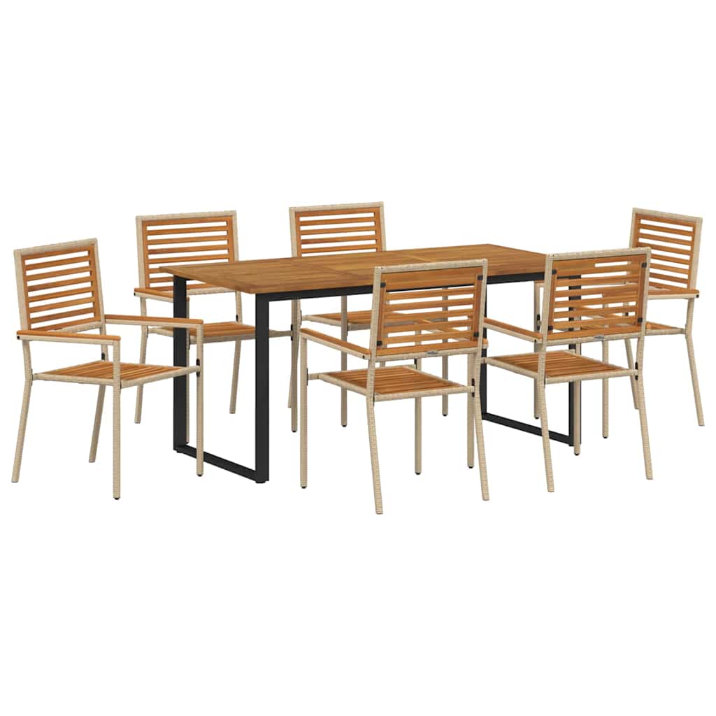 vidaXL Garden Dining Set 7 pcs Beige Solid Acacia Wood 2