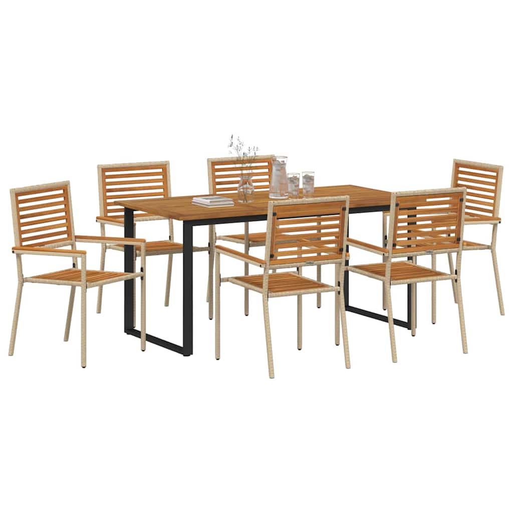 vidaXL Garden Dining Set 7 pcs Beige Solid Acacia Wood 3