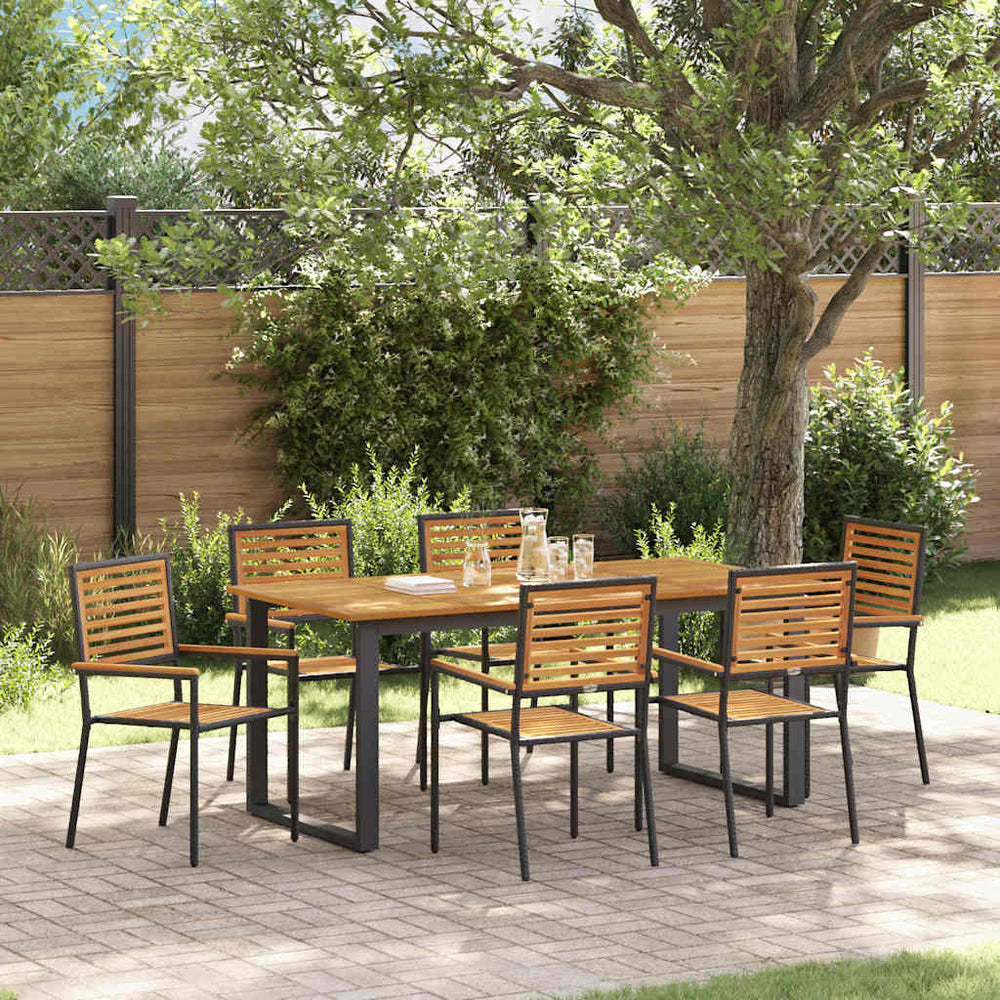 vidaXL Garden Dining Set 7 pcs Black Solid Acacia Wood