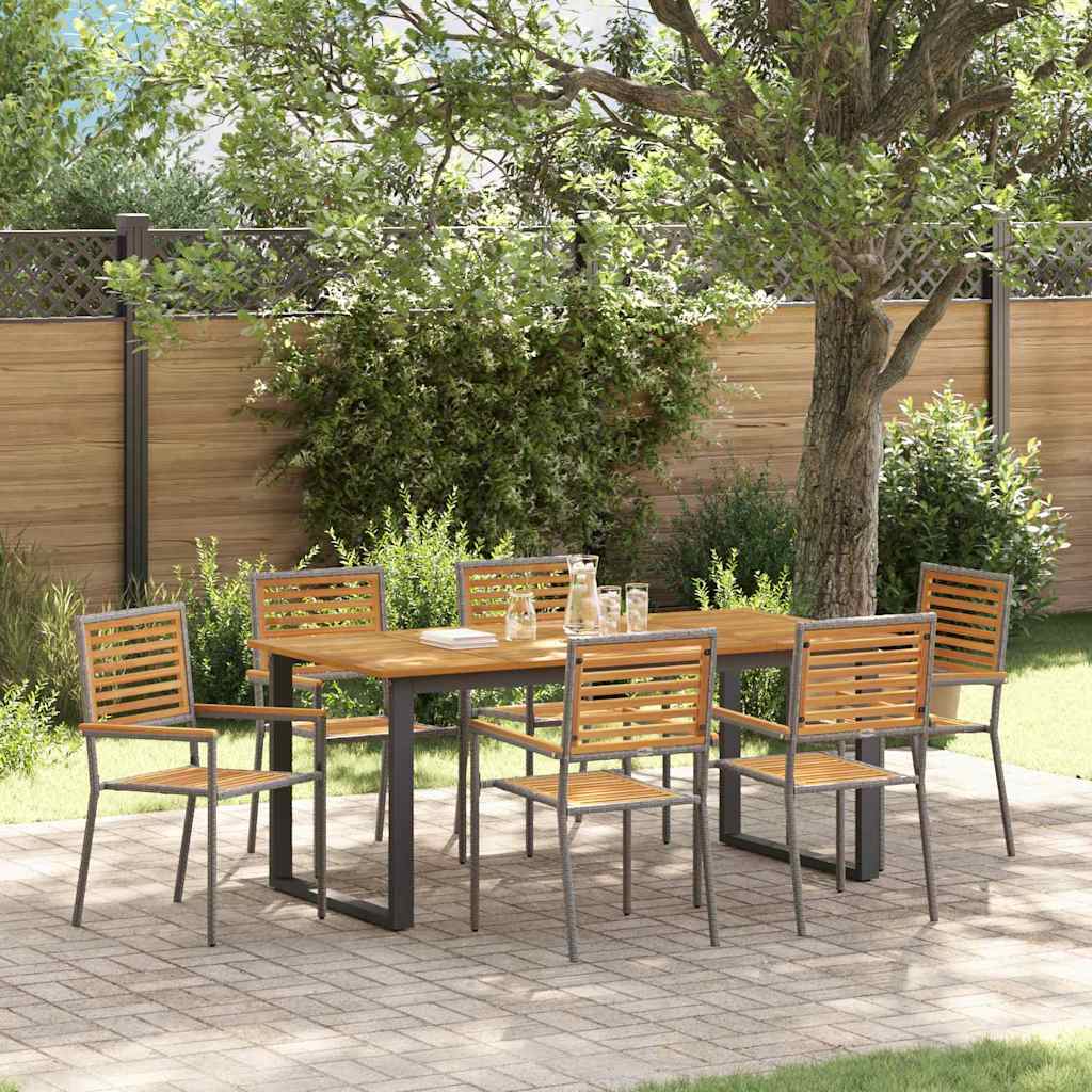 vidaXL Garden Dining Set 7 pcs Grey Solid Acacia Wood 1