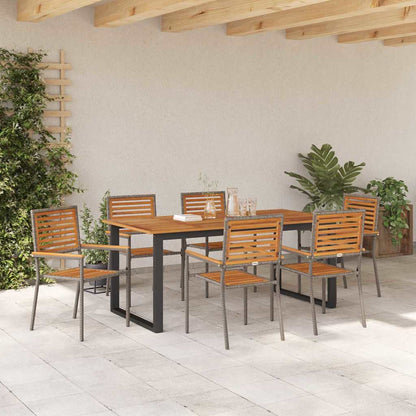 vidaXL Garden Dining Set 7 pcs Grey Solid Acacia Wood 4