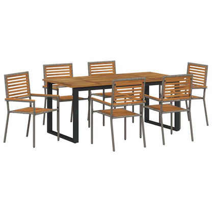 vidaXL Garden Dining Set 7 pcs Grey Solid Acacia Wood 2