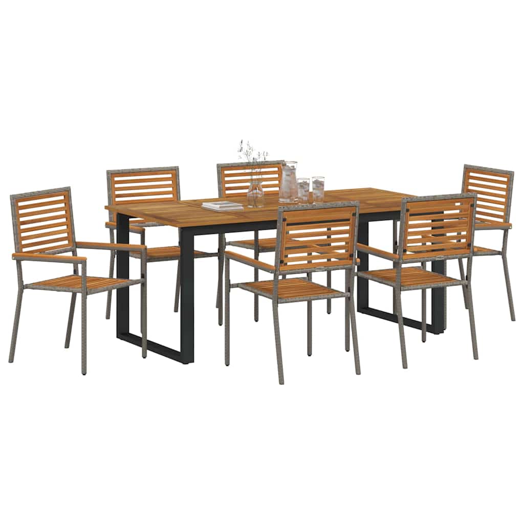 vidaXL Garden Dining Set 7 pcs Grey Solid Acacia Wood 3