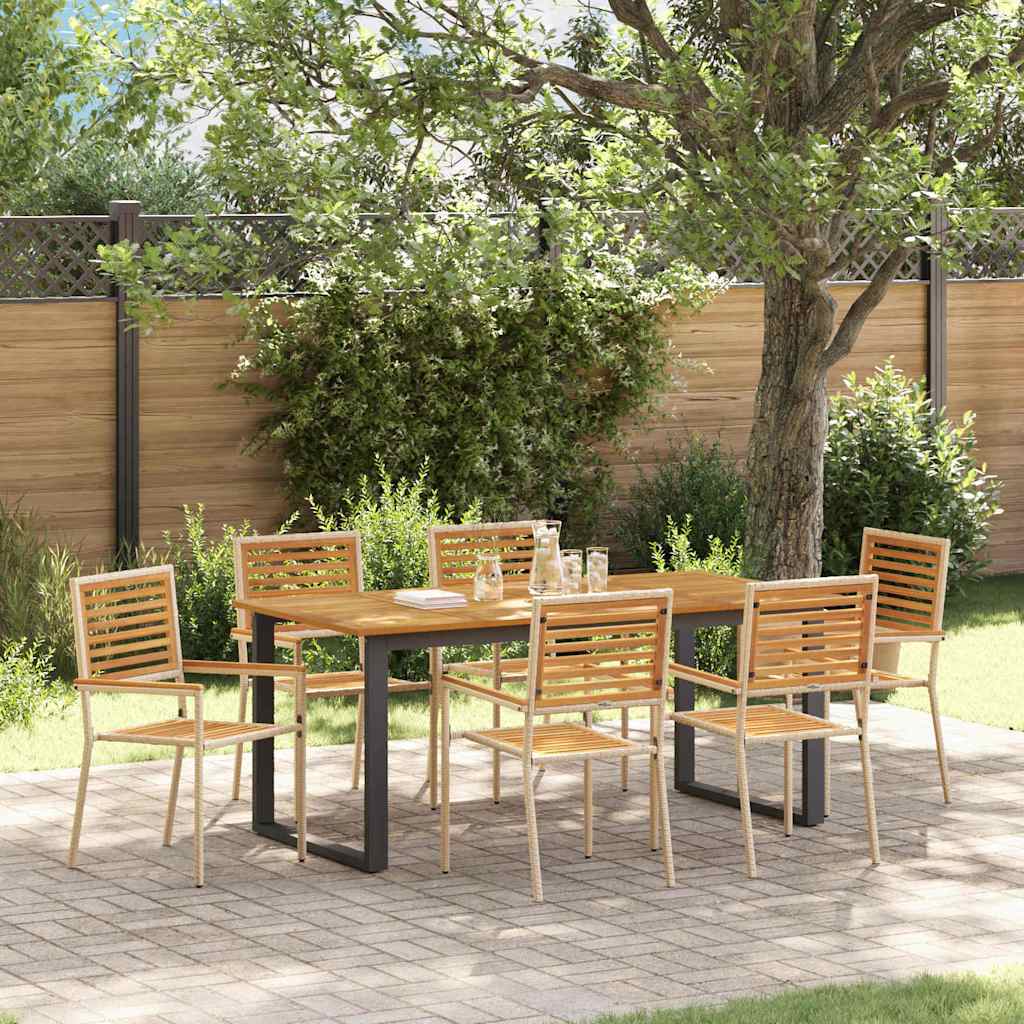 vidaXL Garden Dining Set 7 pcs Beige Solid Acacia Wood 1