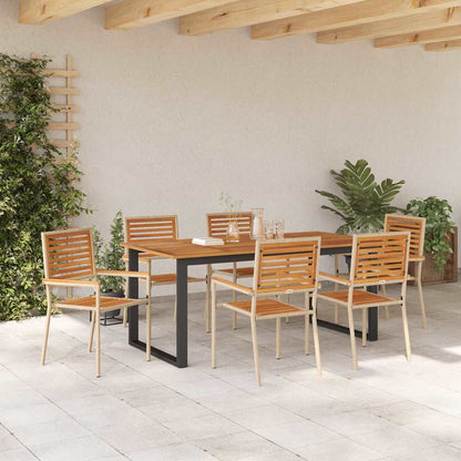 vidaXL Garden Dining Set 7 pcs Beige Solid Acacia Wood 4