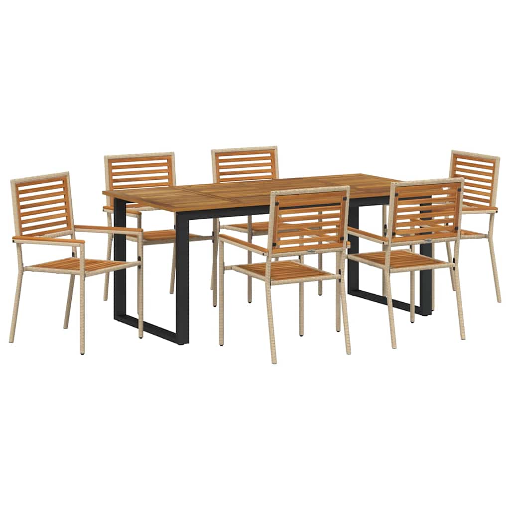 vidaXL Garden Dining Set 7 pcs Beige Solid Acacia Wood 2