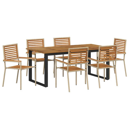 vidaXL Garden Dining Set 7 pcs Beige Solid Acacia Wood 2