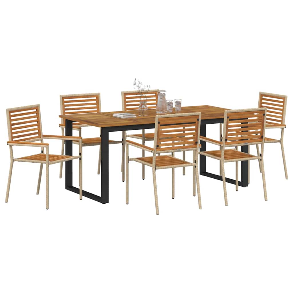 vidaXL Garden Dining Set 7 pcs Beige Solid Acacia Wood 3
