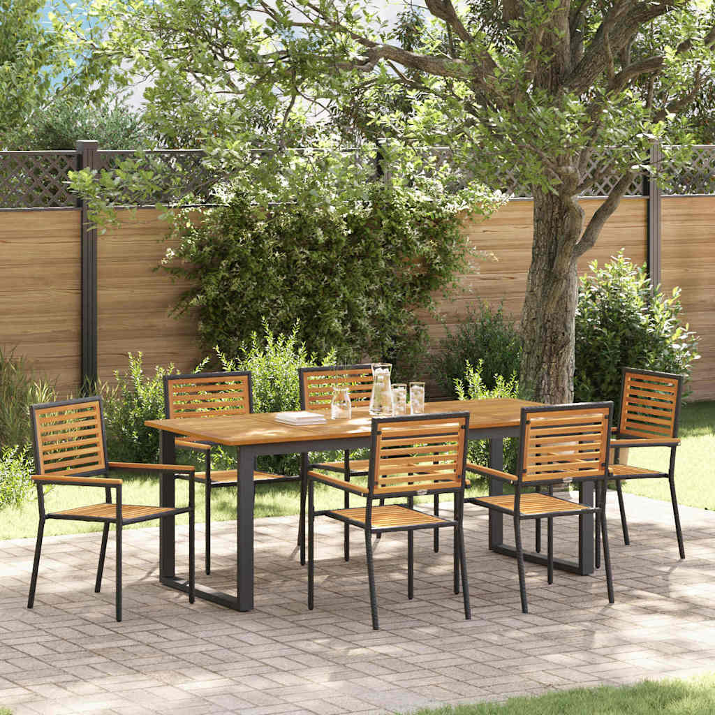 vidaXL Garden Dining Set 7 pcs Black Solid Acacia Wood 1