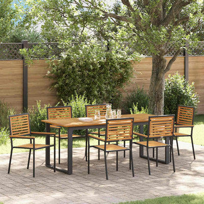 vidaXL Garden Dining Set 7 pcs Black Solid Acacia Wood 1