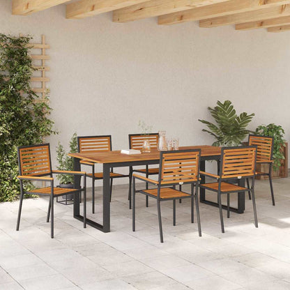 vidaXL Garden Dining Set 7 pcs Black Solid Acacia Wood 4