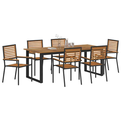 vidaXL Garden Dining Set 7 pcs Black Solid Acacia Wood 3