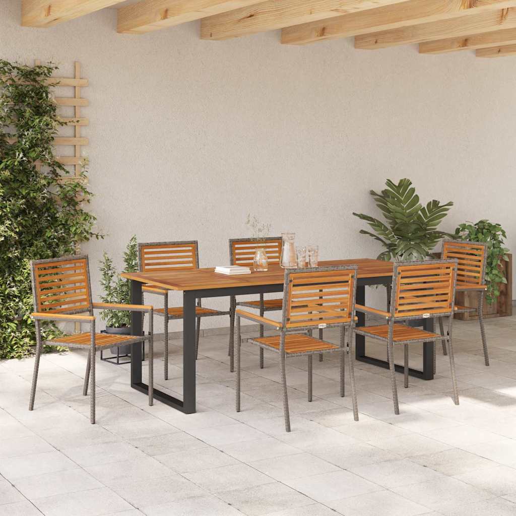 vidaXL Garden Dining Set 7 pcs Grey Solid Acacia Wood 4