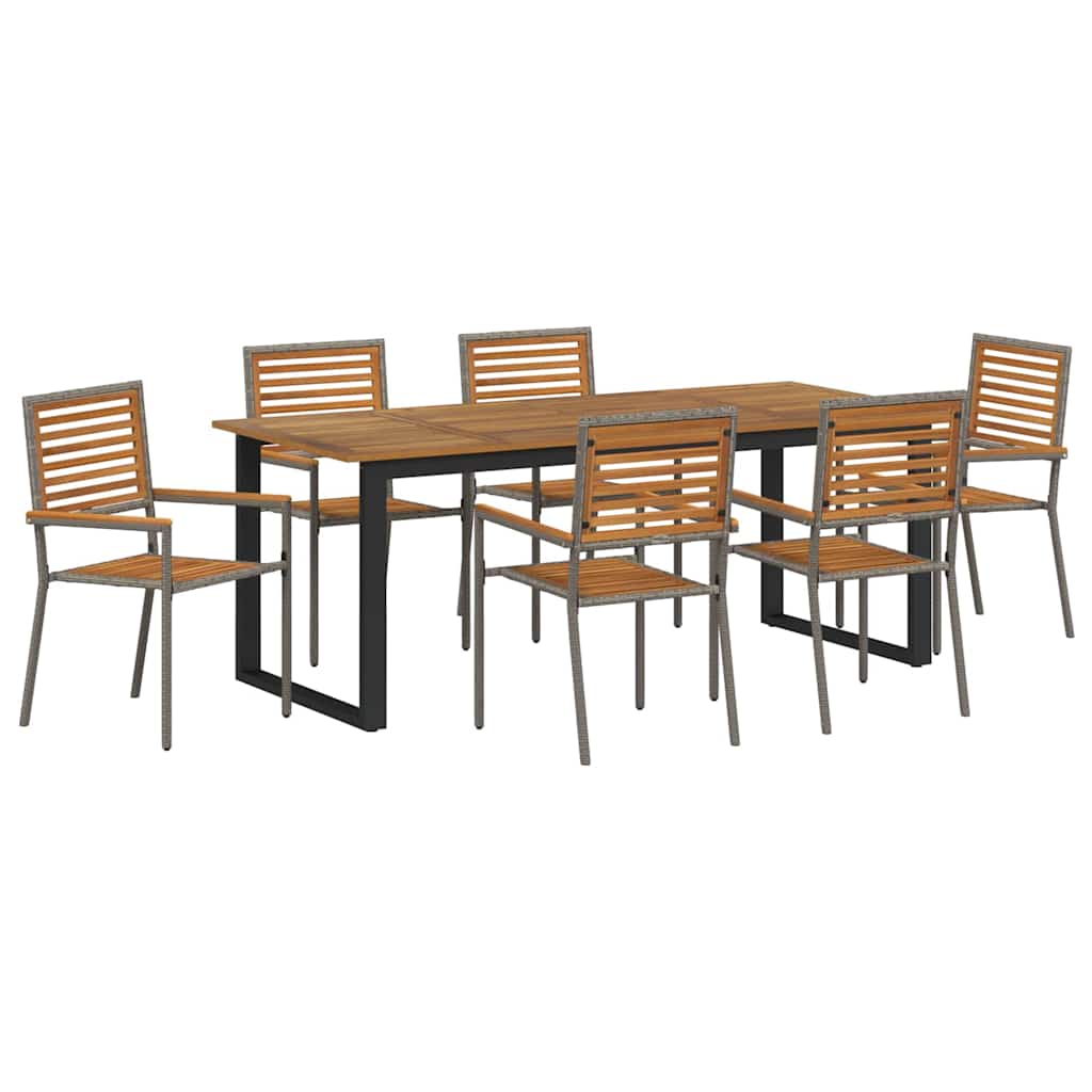 vidaXL Garden Dining Set 7 pcs Grey Solid Acacia Wood 2