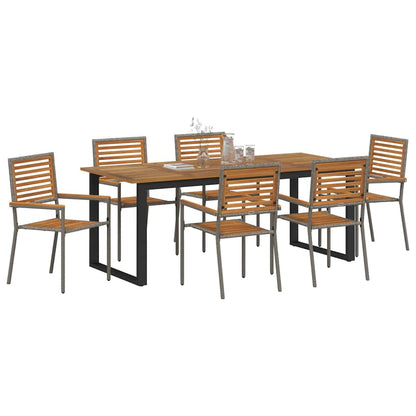 vidaXL Garden Dining Set 7 pcs Grey Solid Acacia Wood 3
