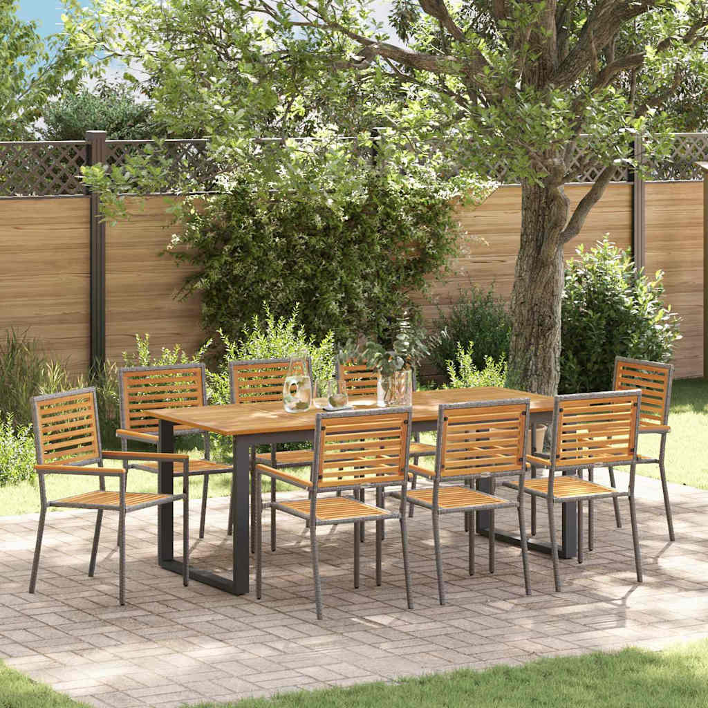 vidaXL Garden Dining Set 9 pcs Grey Solid Acacia Wood 1