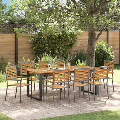 vidaXL Garden Dining Set 9 pcs Grey Solid Acacia Wood 1