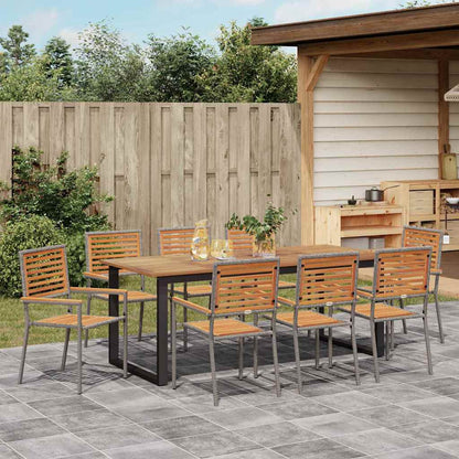 vidaXL Garden Dining Set 9 pcs Grey Solid Acacia Wood 4