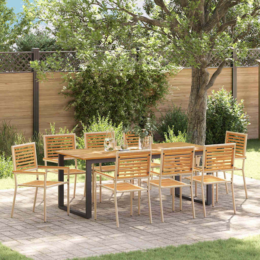 vidaXL Garden Dining Set 9 pcs Beige Solid Acacia Wood 1