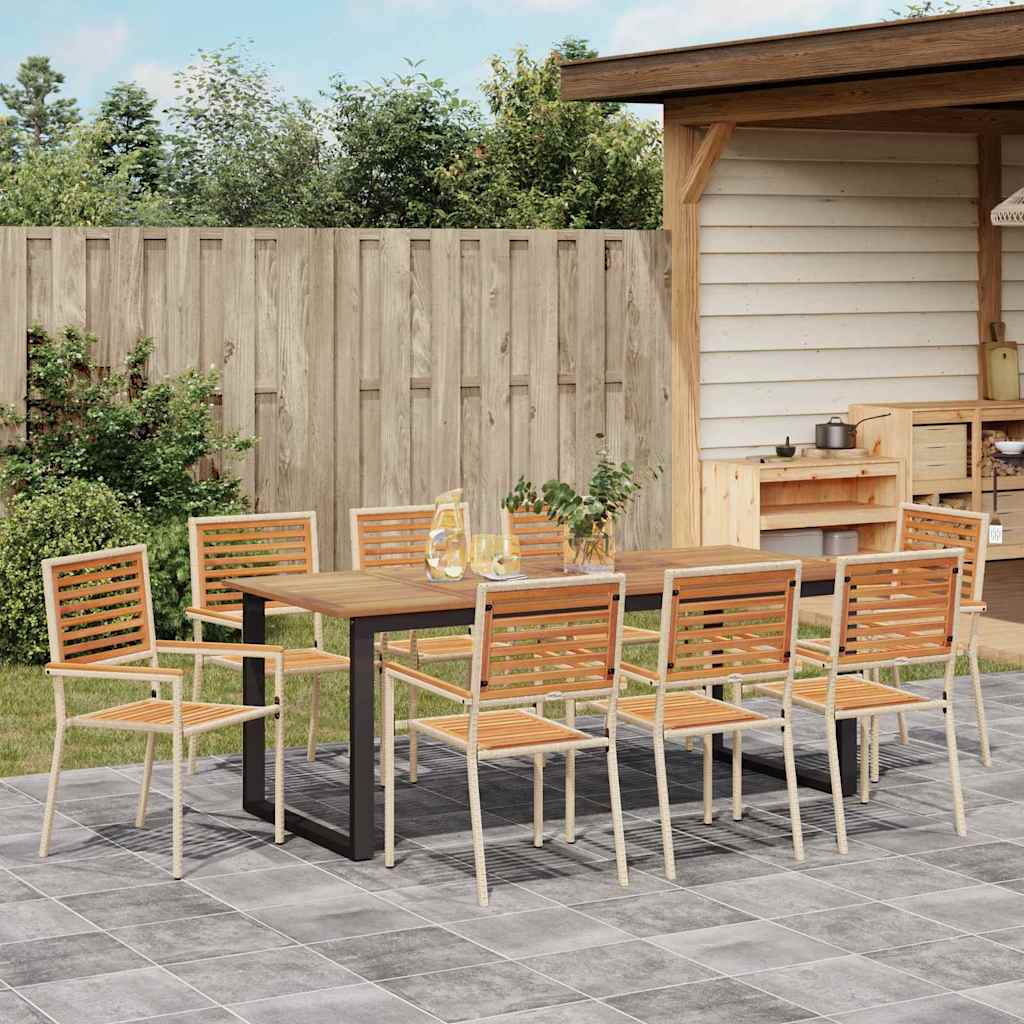 vidaXL Garden Dining Set 9 pcs Beige Solid Acacia Wood 4