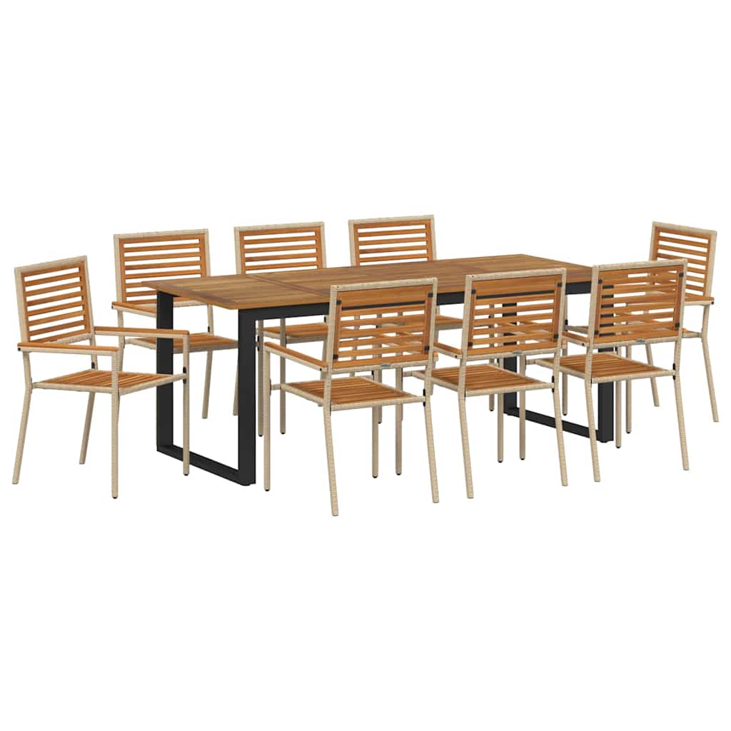 vidaXL Garden Dining Set 9 pcs Beige Solid Acacia Wood 2
