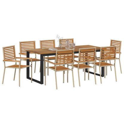 vidaXL Garden Dining Set 9 pcs Beige Solid Acacia Wood 3
