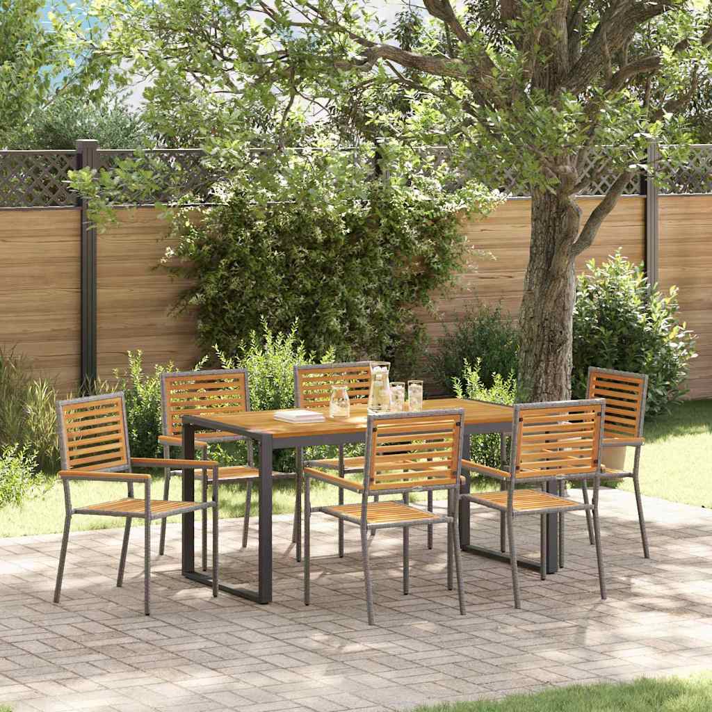 vidaXL Garden Dining Set 7 pcs Grey and Brown Poly Rattan 1