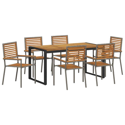 vidaXL Garden Dining Set 7 pcs Grey and Brown Poly Rattan 2
