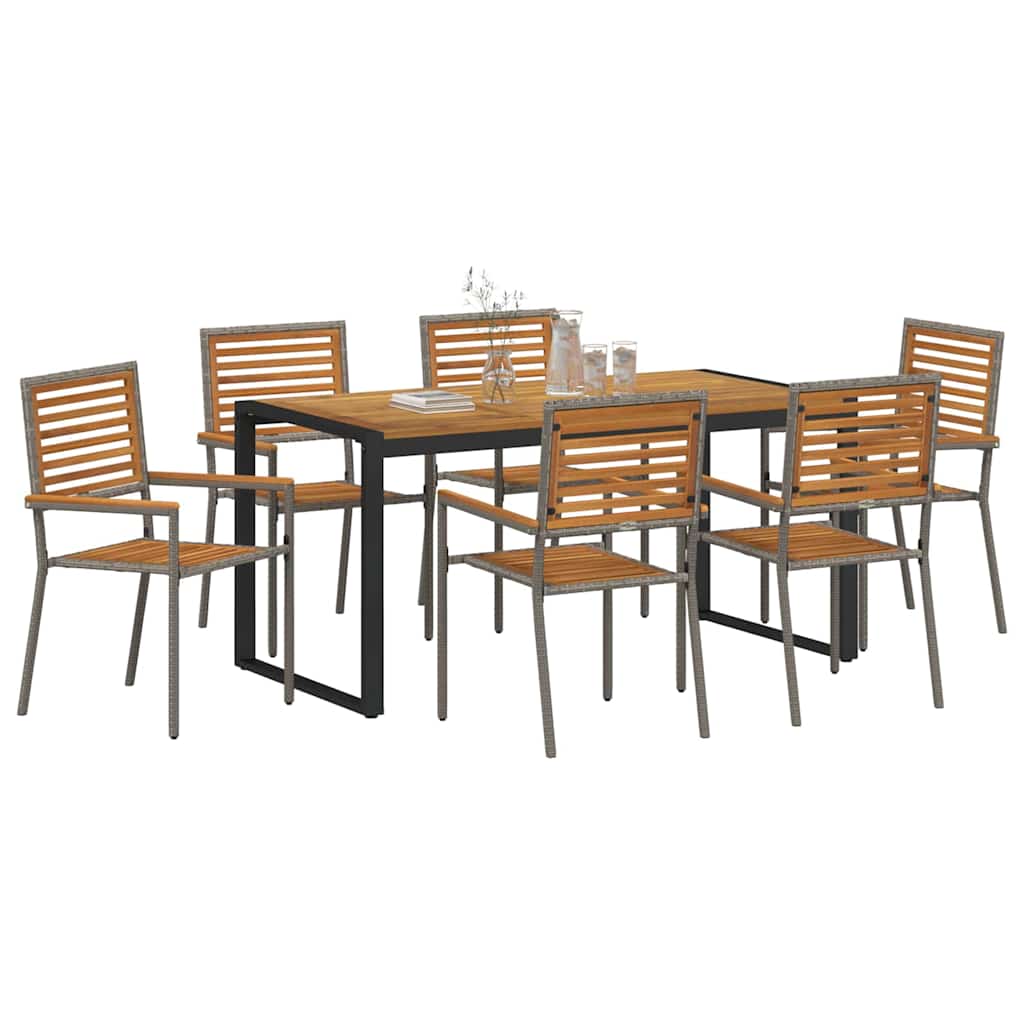 vidaXL Garden Dining Set 7 pcs Grey and Brown Poly Rattan 3