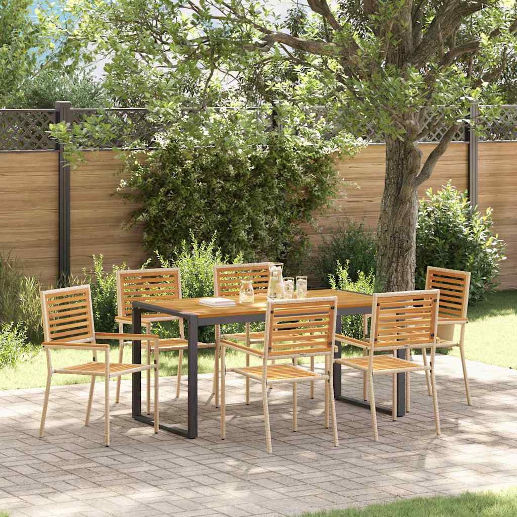 vidaXL Garden Dining Set 7 pcs Beige and Brown Poly Rattan 1